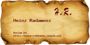 Heinz Radamesz névjegykártya